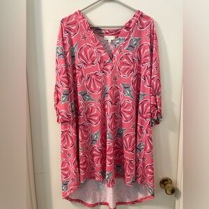 SIMPLY SOUTHERN Wilmington Pink Sea Shell Tunic Dress/ Beach Cover size XXL